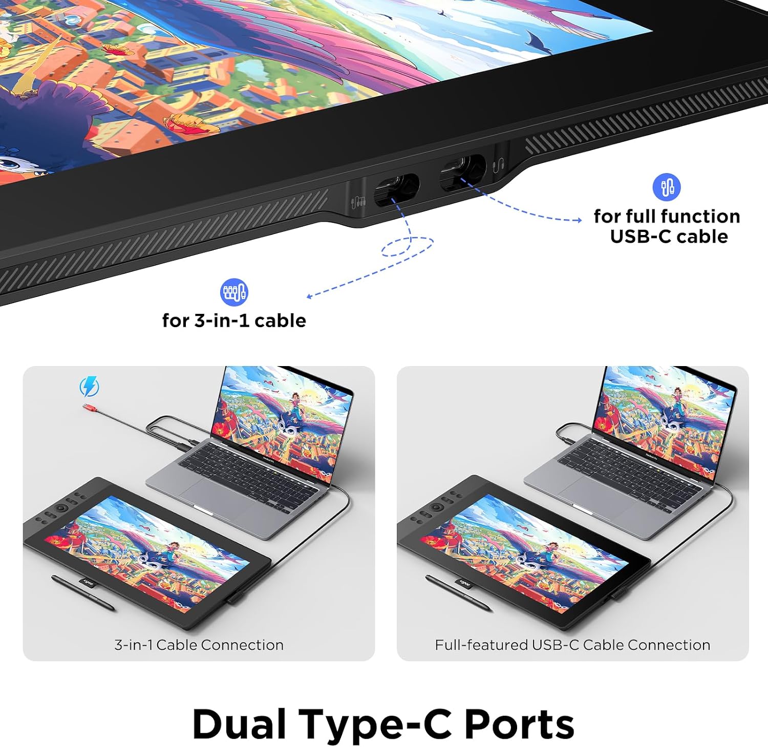 UGEE 15.4 inch Drawing Tablet with Screen,143% sRGB UE16 Computer Graphics Tablet with Full-Laminated Screen 8+1 Hot Keys 16K Level Pressure Battery-Free Stylus,Drawing Pad for PC/Windows/Mac/Android - Image 3